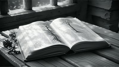 a fairytale style story book black and white low contrast on a indistinct background