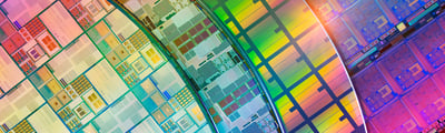 close up of silicon wafers used in the fabless sector