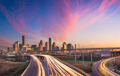 houston skyline sunset